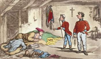 Poor Johnny on the sick list, pl.9 from the book 'The Military Adventures of Johnny Newcome', Patrick Martin, 1815 (colour etching) | Obraz na stenu
