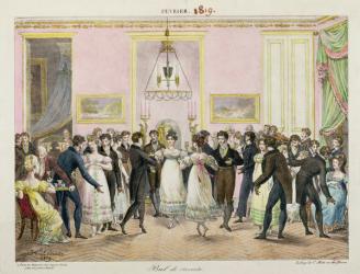 A Society Ball, engraved by Charles Etienne Pierre Motte (1785-1836) 1819 (colour litho) | Obraz na stenu