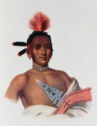 Moa-Na-Hon-Ga or 'Great Walker', an Iowa Chief, 1824, illustration from 'The Indian Tribes of North America, Vol.1', by Thomas L. McKenney and James Hall, pub. by John Grant (colour litho) | Obraz na stenu