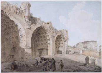 View in the Roman Forum (The Temple of Peace) 1779 (w/c with pen and ink over pencil on paper) | Obraz na stenu