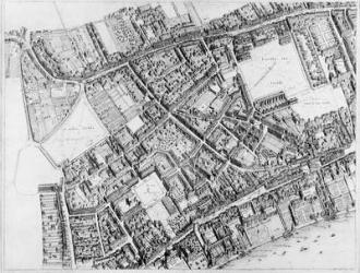 Bird's-eye plan of the west central district of London, 1660-6 (etching) | Obraz na stenu