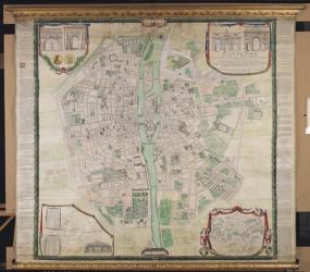 Plan of Paris, 1676 (coloured engraving) | Obraz na stenu