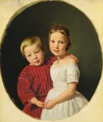Portrait of Two Children, 1844 (oil on panel) | Obraz na stenu