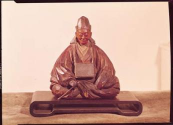 Seated statue of Basho (1644-94) Edo Period (1603-1868) (wood) | Obraz na stenu