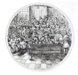 Handel conducting an oratorio, c.1740 (etching) (b/w photo) | Obraz na stenu