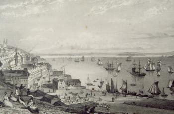 View of Cobh Harbour, looking towards Rostellan, County Cork, Ireland in the 1830s, from 'Scenery and Antiquities of Ireland' by George Virtue, 1860s (engraving) | Obraz na stenu