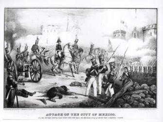 Attack on the City of Mexico, 14th September 1847 (engraving) (b&w photo) | Obraz na stenu