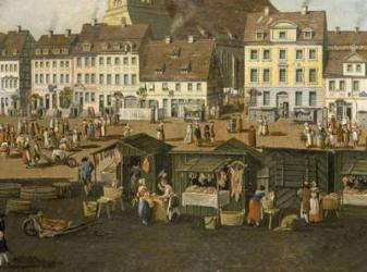The New Market in Berlin with the Marienkirche c.1770 (oil on panel) | Obraz na stenu