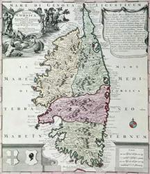 Map of Corsica (coloured engraving) | Obraz na stenu