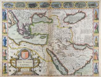 The Turkish Empire, from 'A Prospect of the Most Famous Parts of the World', printed by John Dawson for George Humble, 1627 (hand coloured engraving) | Obraz na stenu