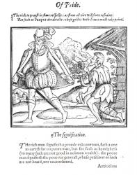 A Rich Man Spurns a Ragged Beggar, from 'A Christall Glass of Christian Reformation' by Stephen Bateman, 1569 (woodcut) (b/w photo) | Obraz na stenu