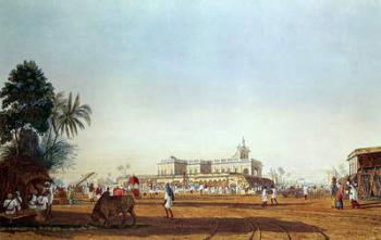Lall Bazaar and the Portuguese Chapel, Calcutta, engraved by Robert Havell, pub. 1824 (engraving) | Obraz na stenu