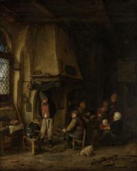 ‘The Skaters’: Peasants in an Interior, 1650 (oil on panel) | Obraz na stenu