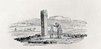 Man and a Boy by a Monument from 'History of British Birds and Quadrupeds' (engraving) | Obraz na stenu