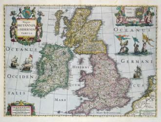 Map of Britain, 1631 (hand-coloured engraving) | Obraz na stenu