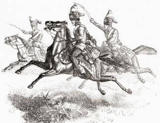 Charging Hussars or Hussards, from 'L'Univers Illustré', 1866 (engraving) | Obraz na stenu