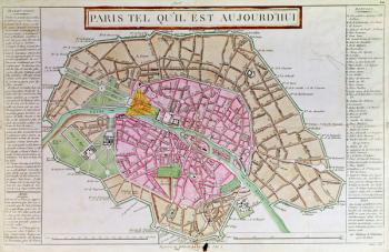 Map of Paris, June 1800 (coloured engraving) | Obraz na stenu