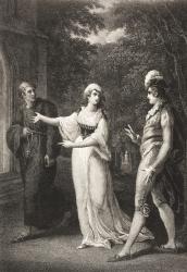 Olivia's garden, Act IV, Scene III, from 'Twelfth Night, Or What You Will', from The Boydell Shakespeare Gallery, published late 19th century (litho) | Obraz na stenu