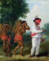 West Indian Man of Colour, Directing two Carib Women with a Child, c.1780 (oil on canvas) | Obraz na stenu