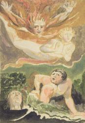 Four naked men emerging from their elements, plate 4 from 'The First Book of Urizen', 1794 (colour-printed relief etching with ink and w/c) | Obraz na stenu