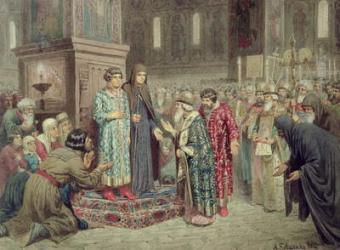 Council calling Michael F. Romanov (1596-1645) to the Reign, 1880 (w/c on paper) | Obraz na stenu