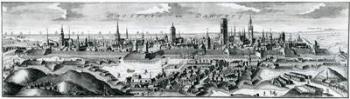 Panoramic view of Danzig (Gdansk), 18th century (engraving) | Obraz na stenu