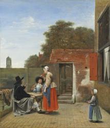 A Dutch Courtyard, c.1658-60 (oil on canvas) | Obraz na stenu