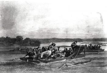 The Discovery of the Mississippi by de Soto, May 21st 1541 (engraving) (b&w photo) | Obraz na stenu