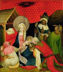 The Adoration of the Magi, panel from the St. Thomas Altar from St. John's Church, Hamburg, begun 1424 (tempera & oil on panel) | Obraz na stenu