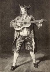 An 18th century musician, after a drawing by L. Scheurenberg, from 'La Ilustracion Espanola y Americana' of 1881 (litho) | Obraz na stenu