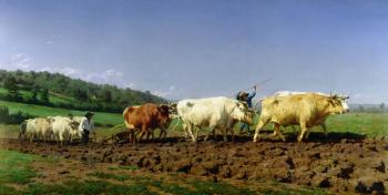 Ploughing in Nivernais, 1849 (oil on canvas) | Obraz na stenu