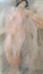 Study of a Female Nude (pencil & w/c on paper) | Obraz na stenu
