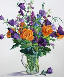 Orange and Purple Flowers (watercolour on paper) | Obraz na stenu