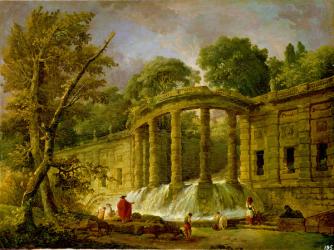 Pavilion with Cascade, 1760 (oil on canvas) | Obraz na stenu