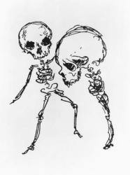 Skeletons, illustration from 'Complainte de l'Oubli et des Morts' (pen & ink on paper) (b/w photo) | Obraz na stenu