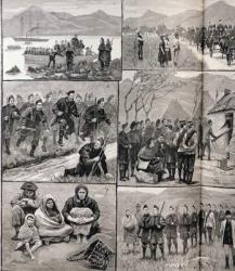 On Eviction Duty in Ireland: Sketches in Galway with the Military and Police Forces, from 'The Illustrated London News', 5th January 1886 (engraving) (detail of 127867) | Obraz na stenu