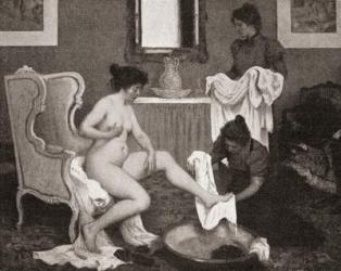 Woman at her toilet, after Henri Lerolle. From Illustrierte Sittengeschichte vom Mittelalter bis zur Gegenwart by Eduard Fuchs, published 1909. | Obraz na stenu