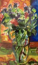 Pattern and Flowers (oil on canvas) | Obraz na stenu