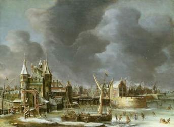 A View of the Regulierspoort, Amsterdam, in winter | Obraz na stenu