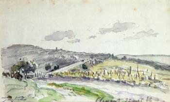 View of Clamart, 1864 (w/c on paper) | Obraz na stenu