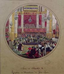 King Charles X (1757-1836) receiving the Knights of the Saint Esprit at Reims Cathedral on the 30th May, 1825 (w/c on paper) | Obraz na stenu