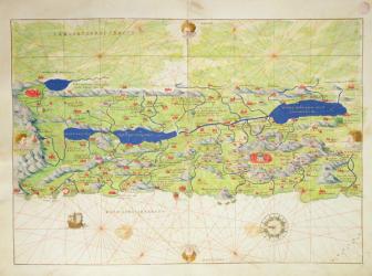 The Holy Land, from an Atlas of the World in 33 Maps, Venice, 1st September 1553 (ink on vellum) (see also 330965) | Obraz na stenu