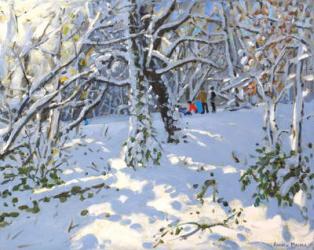 Christmas sledging in Allestree Woods,16x20" ,2013 (oil on canvas) | Obraz na stenu