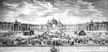 Perspective view of the terrace at Versailles on the occasion of the marriage of Louise Elisabeth of France with Philip of Spain in 1739, engraved by Charles Nicolas Cochin fils, 1741 (engraving) | Obraz na stenu