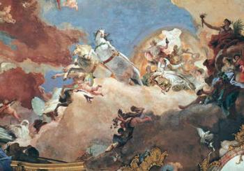 Apollo in his Sun Chariot driving Beatrice I (1145-84) to Frederick I Barbarossa (1122-90) detail from the ceiling of the Imperial Room (fresco) | Obraz na stenu