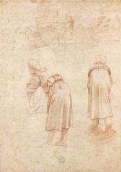 Washerwomen on the Banks of the Tiber and Studies of the Chateau Saint-Ange (red chalk on paper) | Obraz na stenu
