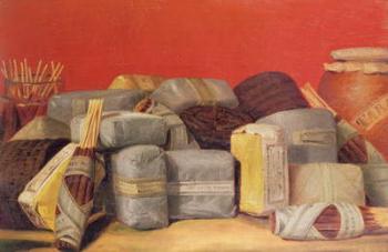Still Life with Packets of Tobacco (oil on canvas) | Obraz na stenu