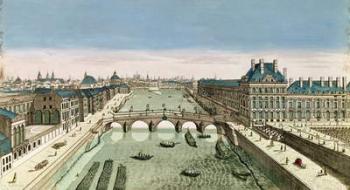 Perspective View of Paris from the Pont Royal (coloured engraving) | Obraz na stenu