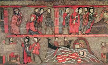Altar Frontal with scenes from the life of Saint Clement, from the Church of Sant Climent de Taüll, Vall de Boi, Alta Ribagorça, 2nd half 13th century (tempera on panel) | Obraz na stenu