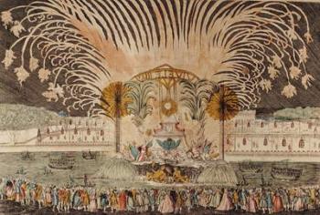 Firework Display in the Place Louis XV on the Occasion of the Dedication of the Equestrian Statue of the King, 20th June 1763 (coloured engraving) (see also 265480) | Obraz na stenu